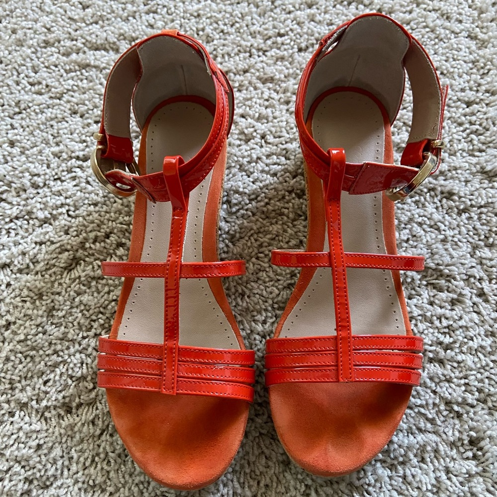 Orange Patent Leather Sandals